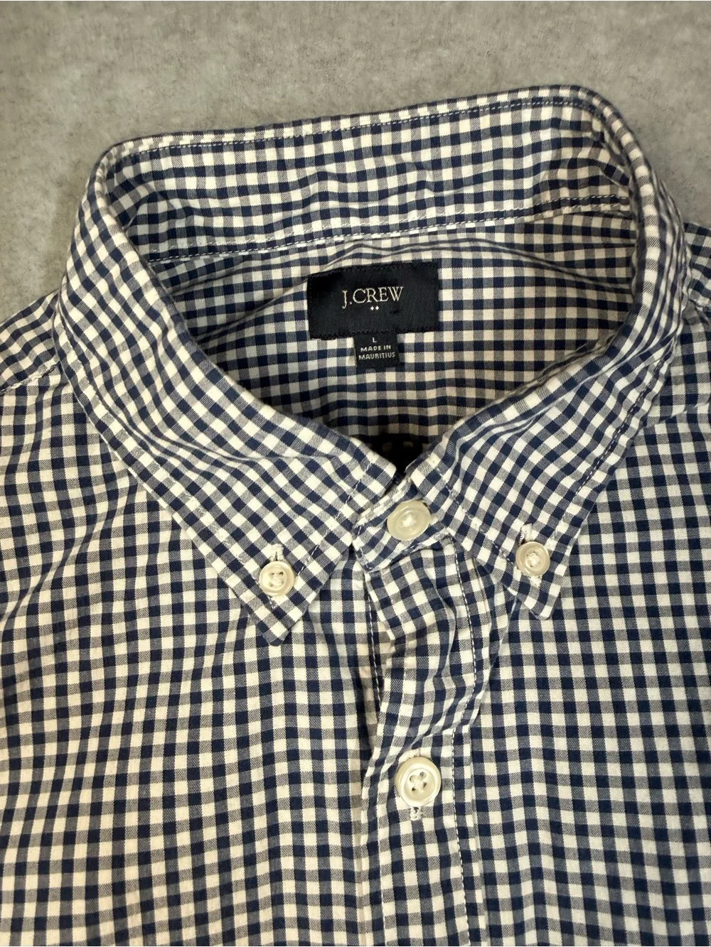J. Crew Navy and White Gingham Button-Down Shirt